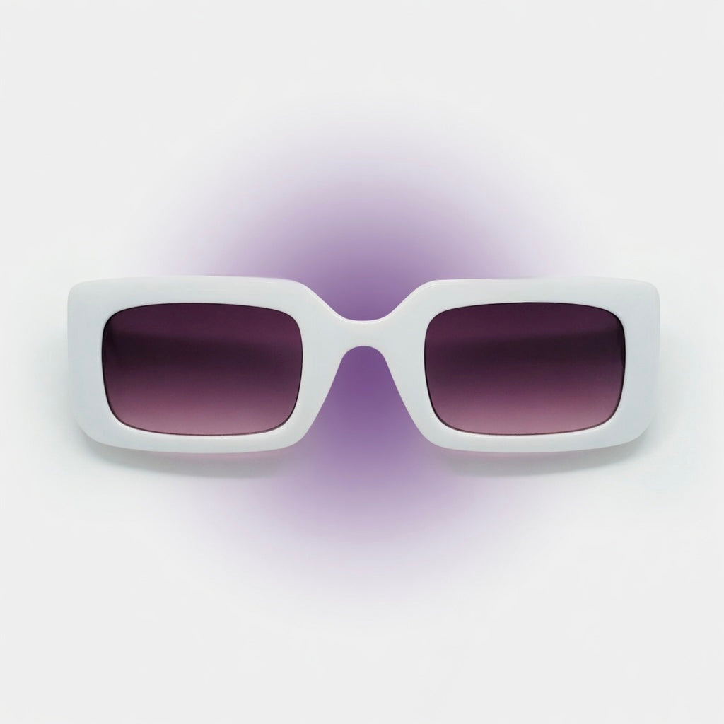 Bright white high-set sunglasses by ARVUE, designed in Abu Dhabi
